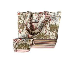 Handmade large tote and small accessories bag